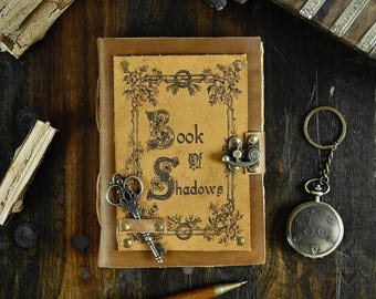 Diario de cuero "Libro de las Sombras" - Papel desbarbado hecho a mano