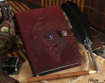 Vintage Leather Grimoire Journal • Handmade Paper Sketchbook (7x5 in)