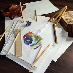 Handmade Recycled Cotton Deckle  Paper - Great for Wedding Invites, Thank you Notes, Watercolor, Poems - 150gsm