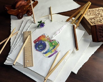 Handmade Recycled Cotton Deckle Edge Paper - 150gsm Watercolor Paper