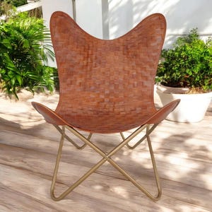Classic Leather Butterfly Chair, Leather BKF, Living room Luxury, Relaxing Replacement Chair, Accent Patio Furniture, Ascent Chair Gifts