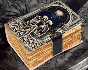 Large Leather Grimoire Journal: The Lover Print, Blank Book of Shadows