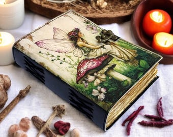 Handgefertigtes Feen-Leder Grimoire: Weihnachtsgeschenk Buch der Schatten - 400 Seiten