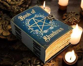Handmade Leather Grimoire: Vintage Book of Shadows with Deckle Edge Paper