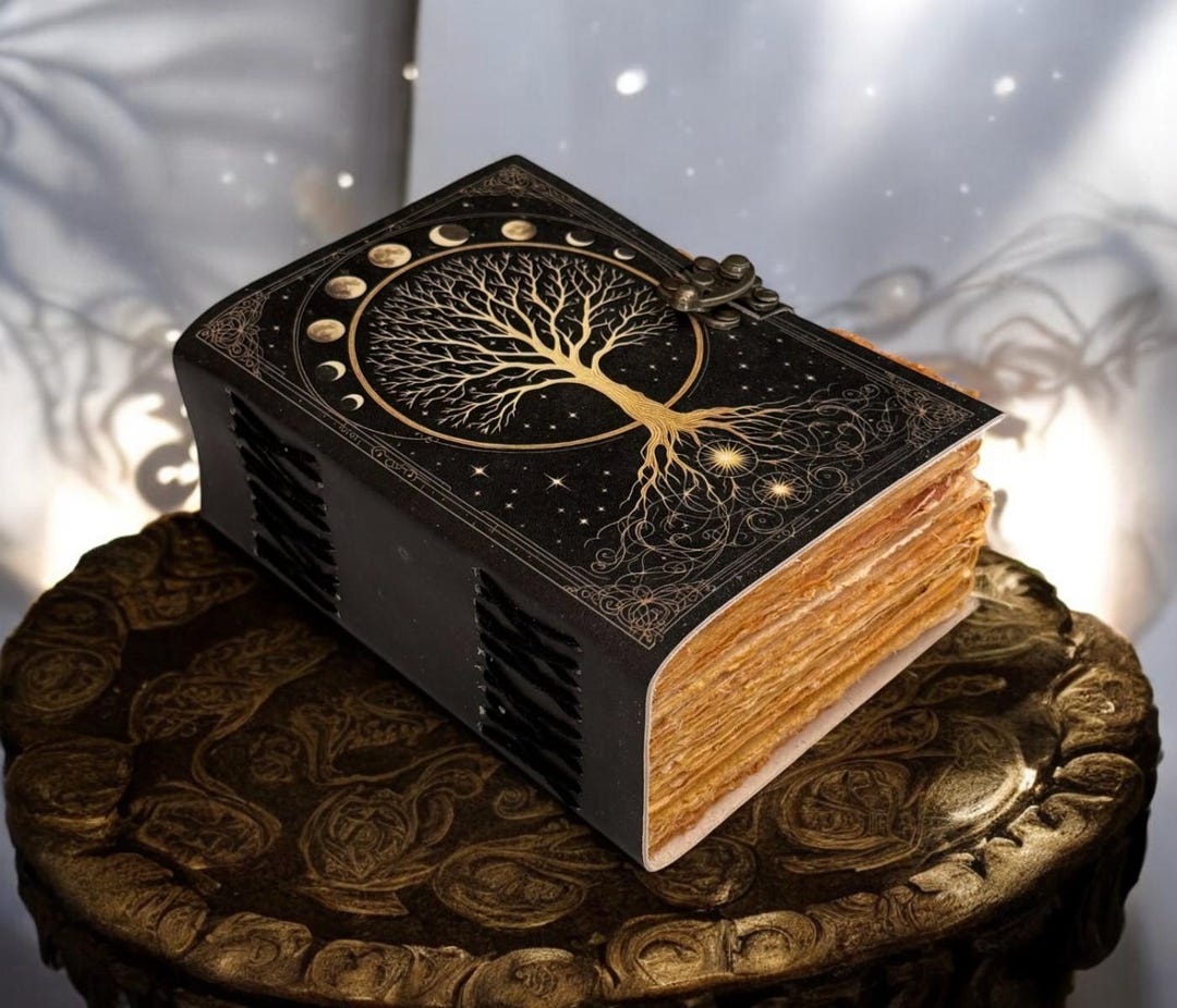 Tree of Life Leather Grimoire Journal: Blank Book of Shadows - Etsy