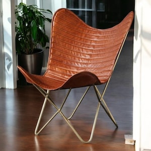Classic Leather Butterfly Chair, Leather BKF, Living room Luxury, Relaxing Replacement Chair, Accent Patio Furniture, Ascent Chair Gifts