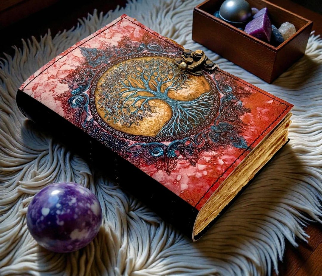 Tree of Life 400 Page Large Grimoire Vintage Leather Journal, Blank ...
