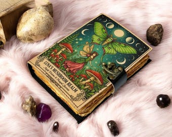 Fairy Luna Moth Leather Grimoire  Book of Shadows with Lock, Witchcraft Journal, Spell Book, Wiccan Notebook, Pagan Diary Magic Journal Gift