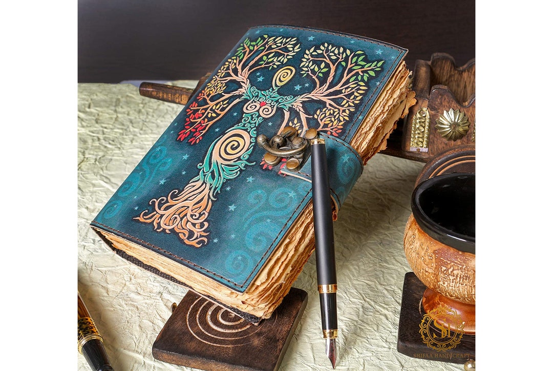 Leather Spell Book Journal: Handmade Tree of Life Grimoire - Etsy