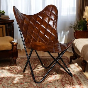 Classic Leather Butterfly Chair, Leather BKF, Living room Luxury, Relaxing Replacement Chair, Accent Patio Furniture, Ascent Chair Gifts