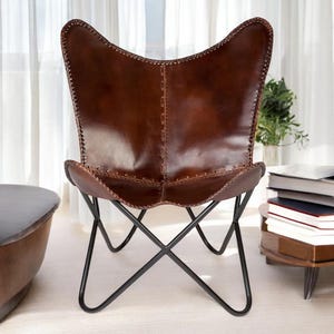Classic Leather Butterfly Chair, Leather BKF, Living room Luxury, Relaxing Replacement Chair, Accent Patio Furniture, Ascent Chair Gifts