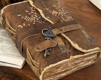 Tree of Life Leather Journal, Vintage Style Spell Book, Grimoire