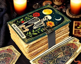 Overthinker Leather Journal with Lock: Handmade Writing Notebook 400 Page Handmade Book of Shadows, Large Book Spell book, Magic Diary Gift