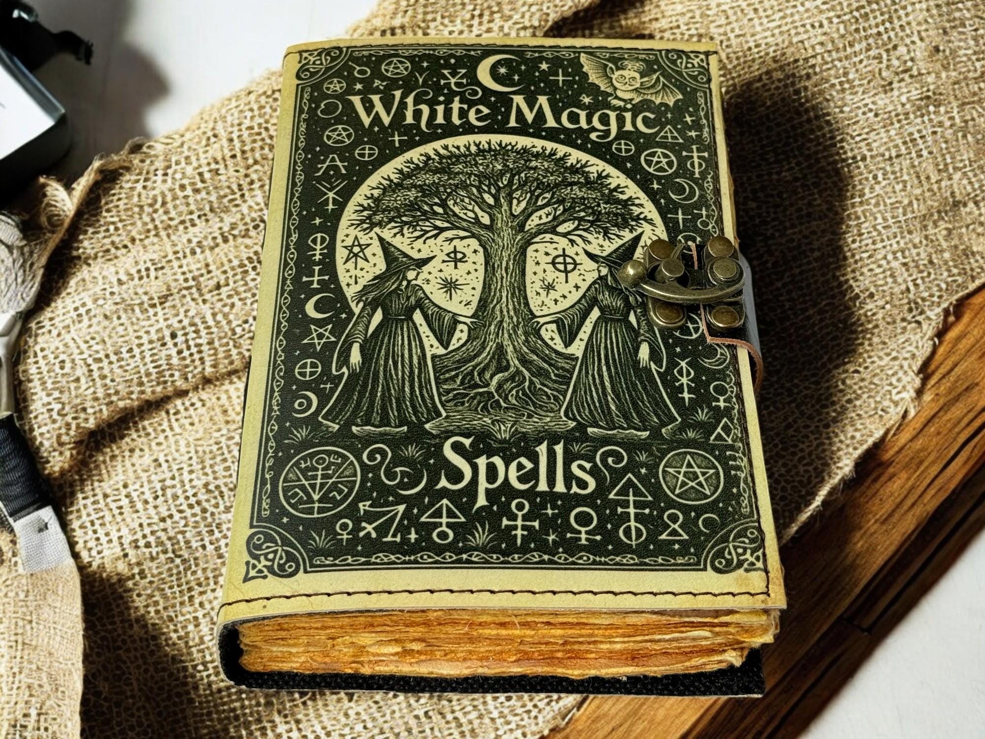 Black Magic Spell Book, Leather Grimoire Journal, Book of Shadows ...