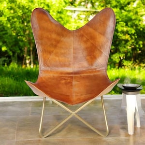 Classic Leather Butterfly Chair, Leather BKF, Living room Luxury, Relaxing Replacement Chair, Accent Patio Furniture, Ascent Chair Gifts