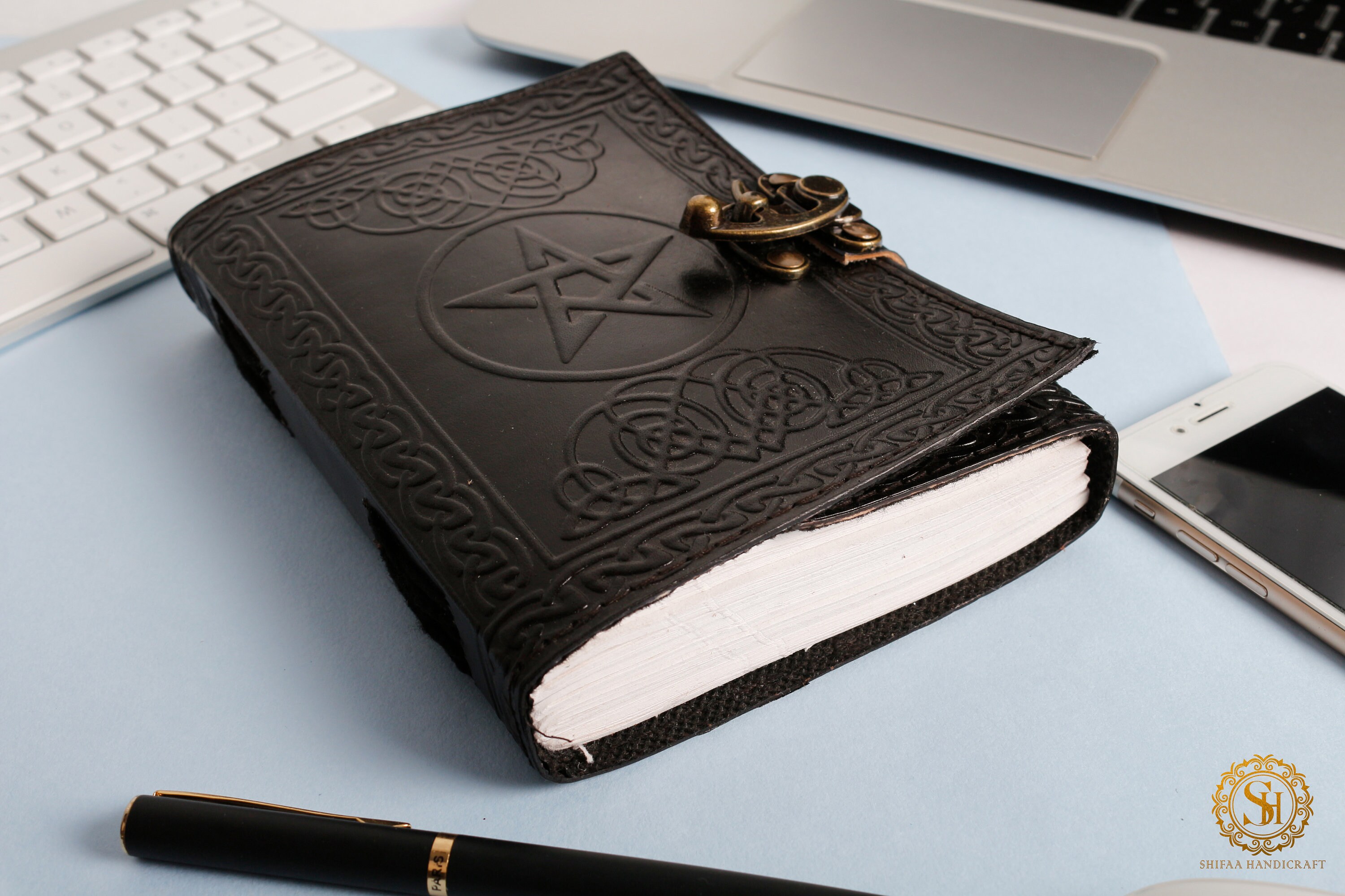 Sorcha - A4, A5 or A6 Handmade Leather Journal - Beautiful Celtic Desi –  Dreamkeeper Journals