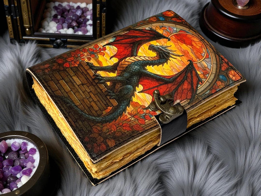 Dragon Leather Journal With Lock: Handmade Writing Notebook 400 Page ...