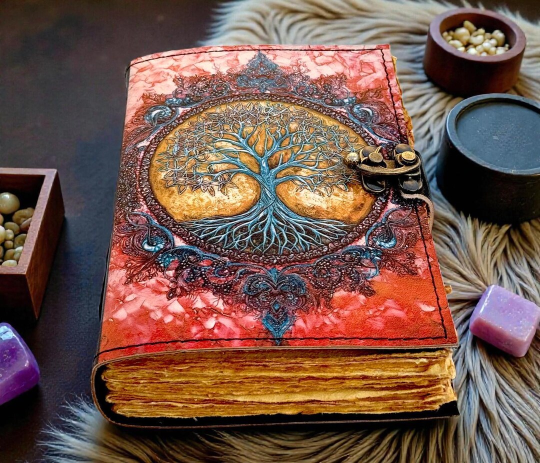 Moon Tree | Leather Grimoire Journal | Handmade Witchcraft Spell Book ...