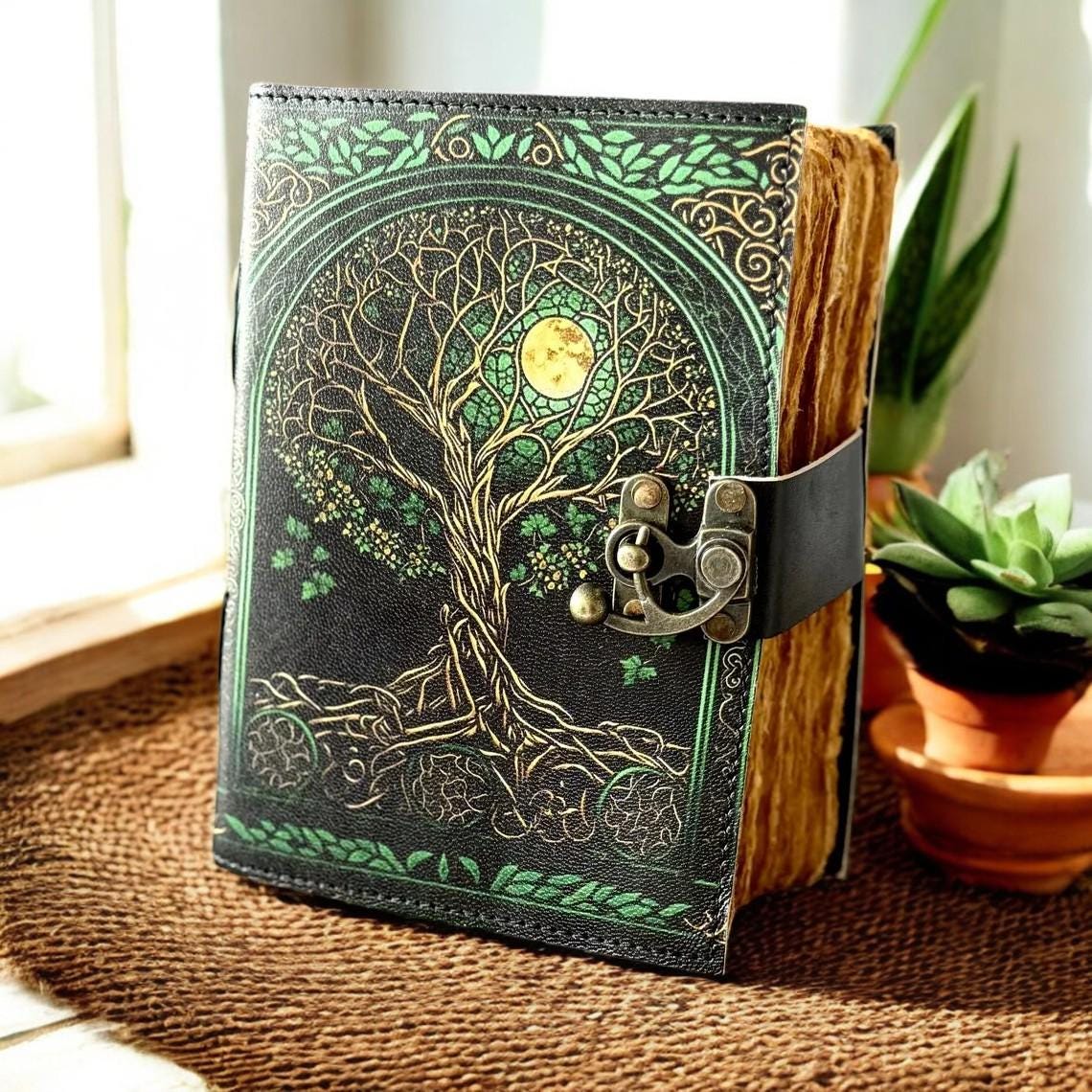 Tree of Life Leather Grimoire Journal: 400 Page Spell Book - Etsy