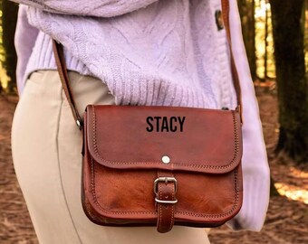 Sac à bandoulière en cuir personnalisé pour femme, sac à bandoulière de voyage en cuir monogramme, cadeaux pour femme, petite amie