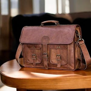 Sac messager en cuir fait main | Porte-documents unisexe vintage