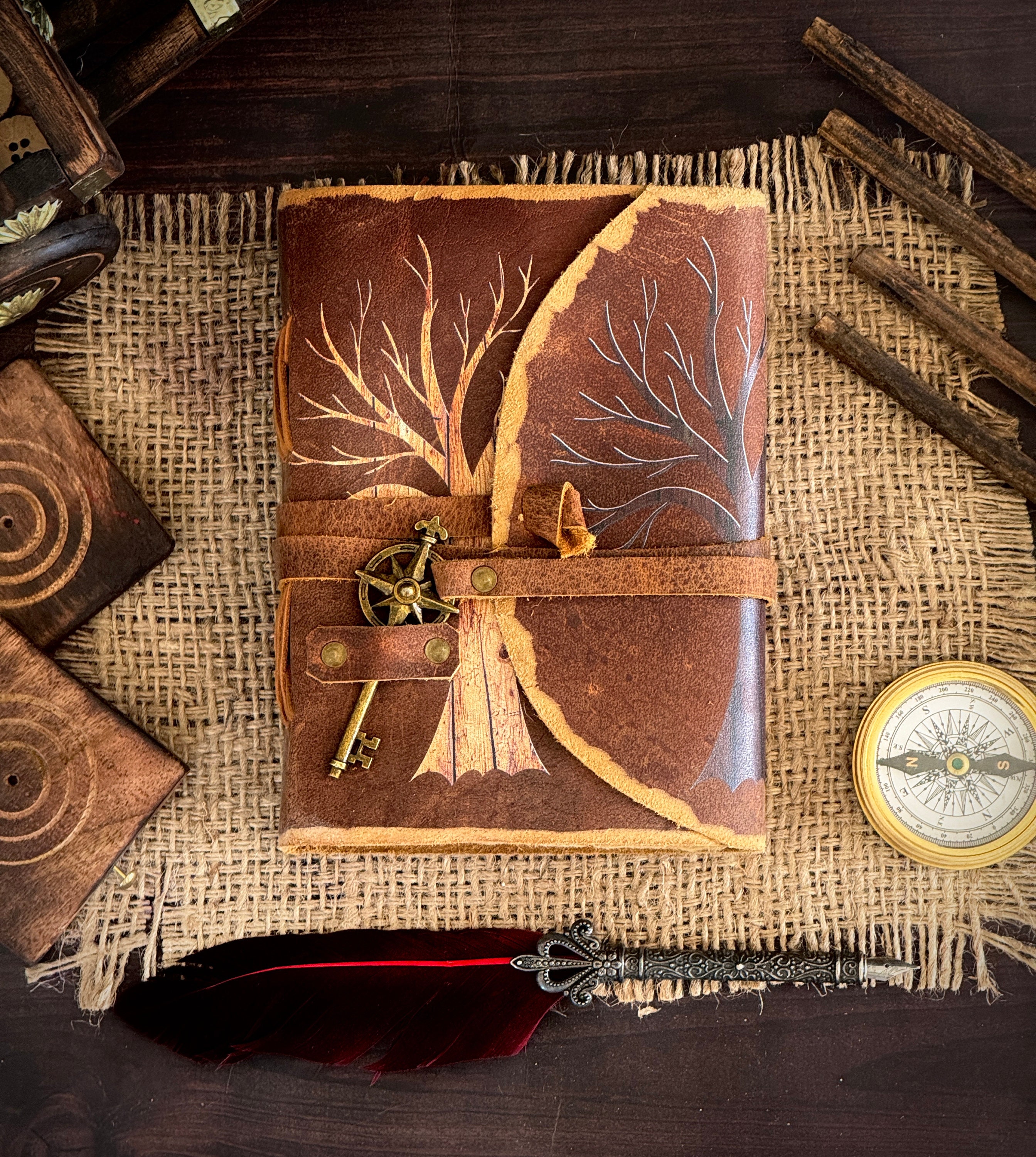 Tree of Life Leather Journal - Handmade Deckle Edge Paper, Book of ...