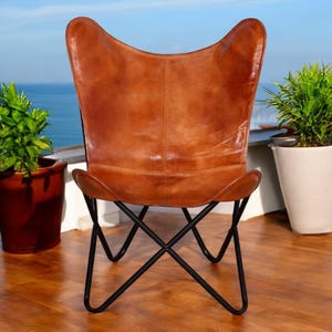 Classic Leather Butterfly Chair, Leather BKF, Living room Luxury, Relaxing Replacement Chair, Accent Patio Furniture, Ascent Chair Gifts