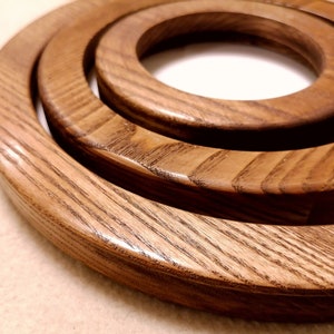 Set of modern three round wooden frames (Ash)