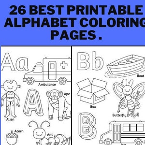 26 Printable Alphabet Coloring Pages | Coloring Book| Coloring Page | Preschool, Kindergarten & Homeschool Printables, Digital Download