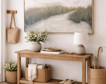 Original Abstract Painting 30x48 | Neutral Coastal Farmhouse Wall Art, Stillwater Bend
