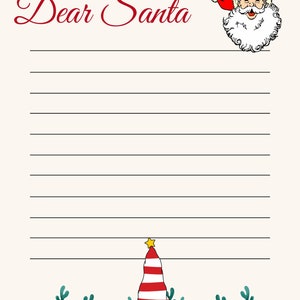Dear santa letter, pdf letter to santa, digital download