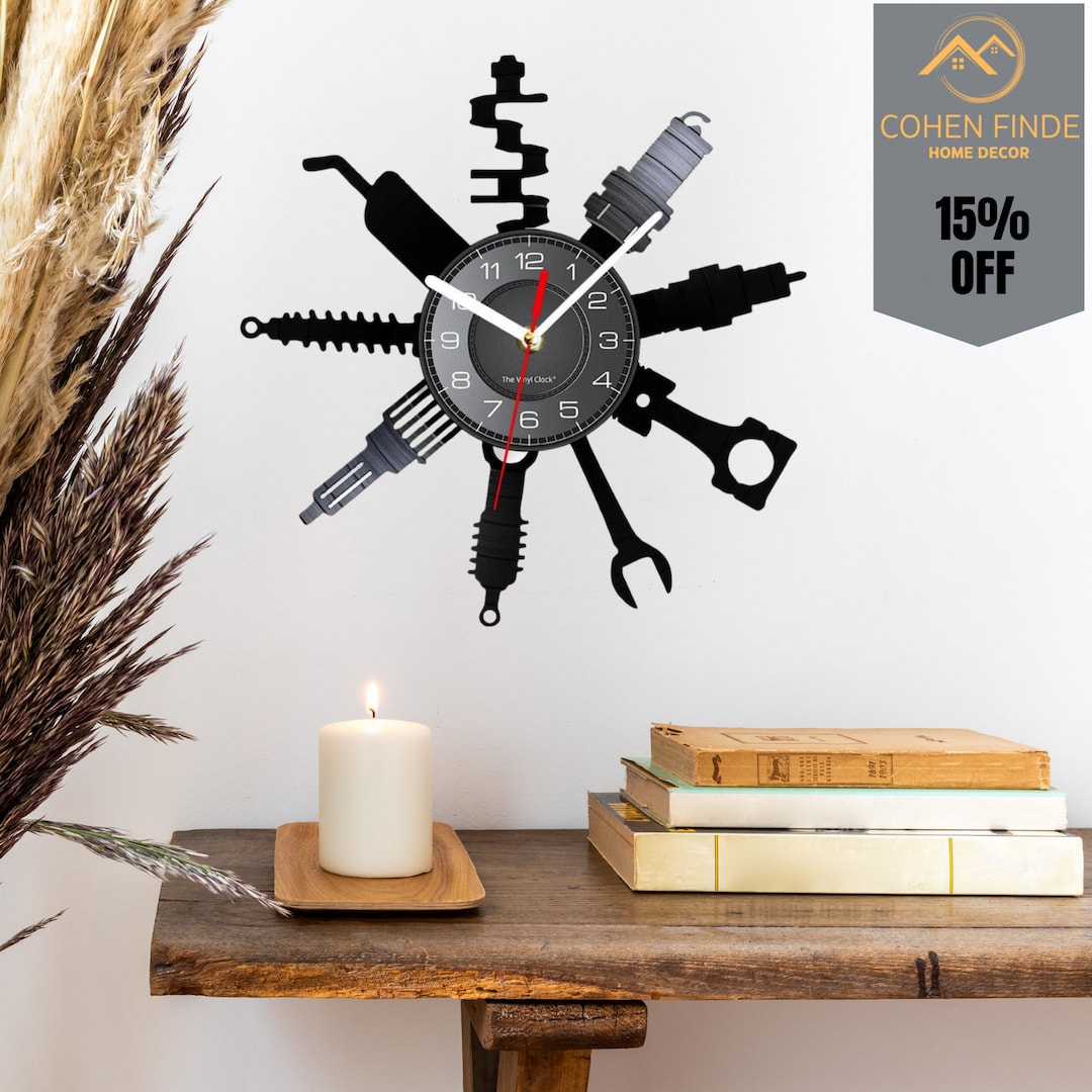 Rev up Your Space With Modern Auto Repair Wall Clock Perfect Etsy