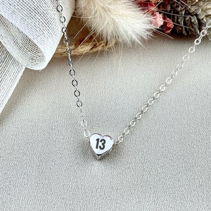Personalized Heart necklace, Heart Number Necklace, 925 Sterling Silver Number Necklace, Personalized Gifts, Tiny Heart Gifts, Mom Gifts