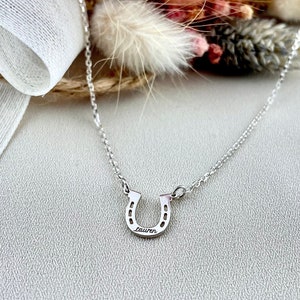 925 Sterling Silver Personalized Lucky Horseshoe Pendant, Horseshoe Necklace, Engraved Horseshoe Personalized Necklace, Pesonalized Gifts