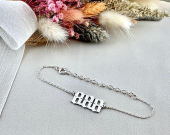 Angel Number Bracelet, Personalized Number Bracelet, Personalized Gift, 111,222,333,444,555,666,777,888,999, 925 Sterling Silver Jewelry