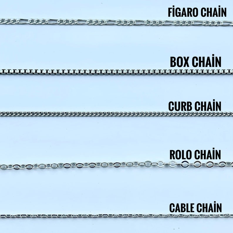 Pu&ograve; includere: Cinque tipi diversi di catene d'argento: Figaro, Box, Curb, Rolo e Cable.