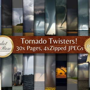 ¡Tornados Twisters! 30x páginas de fotos de descarga digital instantánea para proyectos de manualidades. Perfecto para diseños, álbumes de recortes, diarios, collage, tarjetas