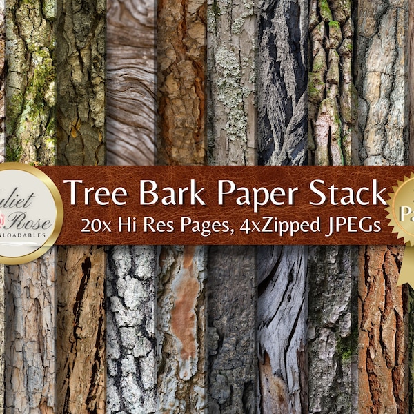 Tree Bark Papers - 20 Hi Res Images of Bark for Backgrounds, Picture Stories, Scrapbooks, Collage, Art Projects, Junk Journals, Papercrafts