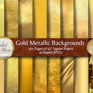 Goldene Metallhintergründe für alle Ihre Bastelanforderungen - Perfekt für Scrapbooking, Junk Journals, Decoupage, Collage, Tapeten, Layouts