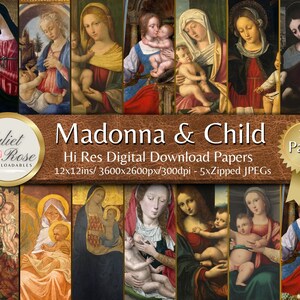 Dipinti della Madonna col Bambino - Splendidi dipinti da scaricare e utilizzare nei tuoi progetti artistici e artigianali, cartoline, album di ritagli, collage, decoupage