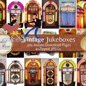 20x Vintage Juke Boxes - Digital Download Medium/Hi Res Images - Scrapbooks, journals, collage, decoupage, retro craft projects, designs