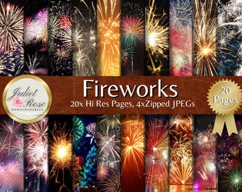 Fogos de artifício - Perfeito para papéis de parede, diários indesejados, artesanato, álbuns de recortes, layouts, planos de fundo, projetos de arte, arte de parede, cartões de parabéns