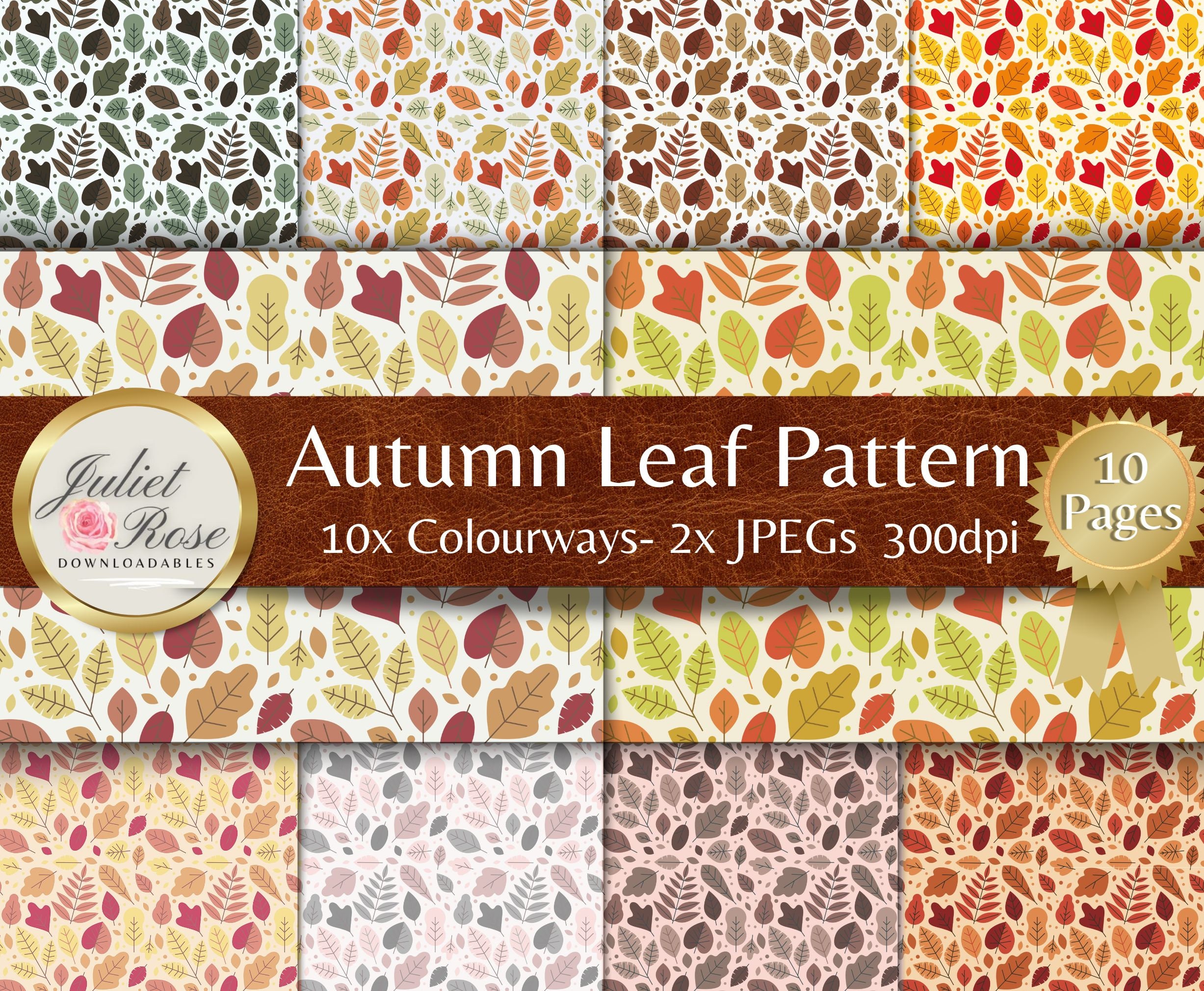 Autumn Leaves Pattern - 10 Colourways for Digital Download. Junk ...