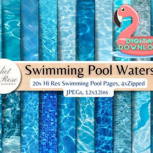 Swimming Pool Water - 20 Pages of Hi Res Pool Water to Download for Art and Craft Projects, Scrapbooks, Junk Journals, Backgrounds, Layouts
