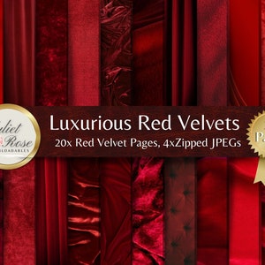 Luxurious Red Velvet Backgrounds - Digital Images for Scrapbooks, Layouts, Collage, Decoupage, Book Cover, Card Making, Projects,  Journals