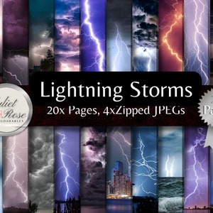 Lightning Storms and Thunder Clouds - Hi Res Digital Download Images for Art + Craft Projects. Perfect for scrapbooks, layouts, backgroundss