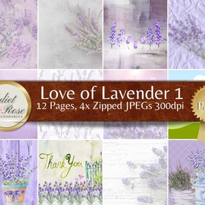 Love of Lavender 1 - Digital Download Pages of Soft Lavender Backgrounds for Junk Journals, Scrapbook Pages, Decoupage, Collage, Papercrafts