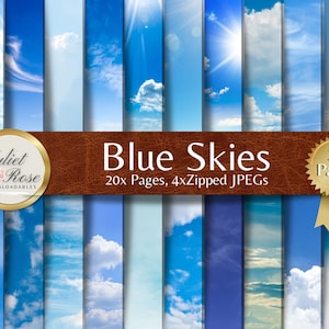 Blue Skies - 20x Hi Res Afbeeldingen van Prachtige Blauwe Luchten voor Collage, Scrapbooking, Achtergronden, Decoupage, Lay-outs, alle kunst ambachtelijke projecten