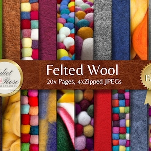 20x Felted Wool Images for Art and Craft Projects, scrapbooks, papercrafts, journals, collage, layouts, wallpapers, Felting, decoupage