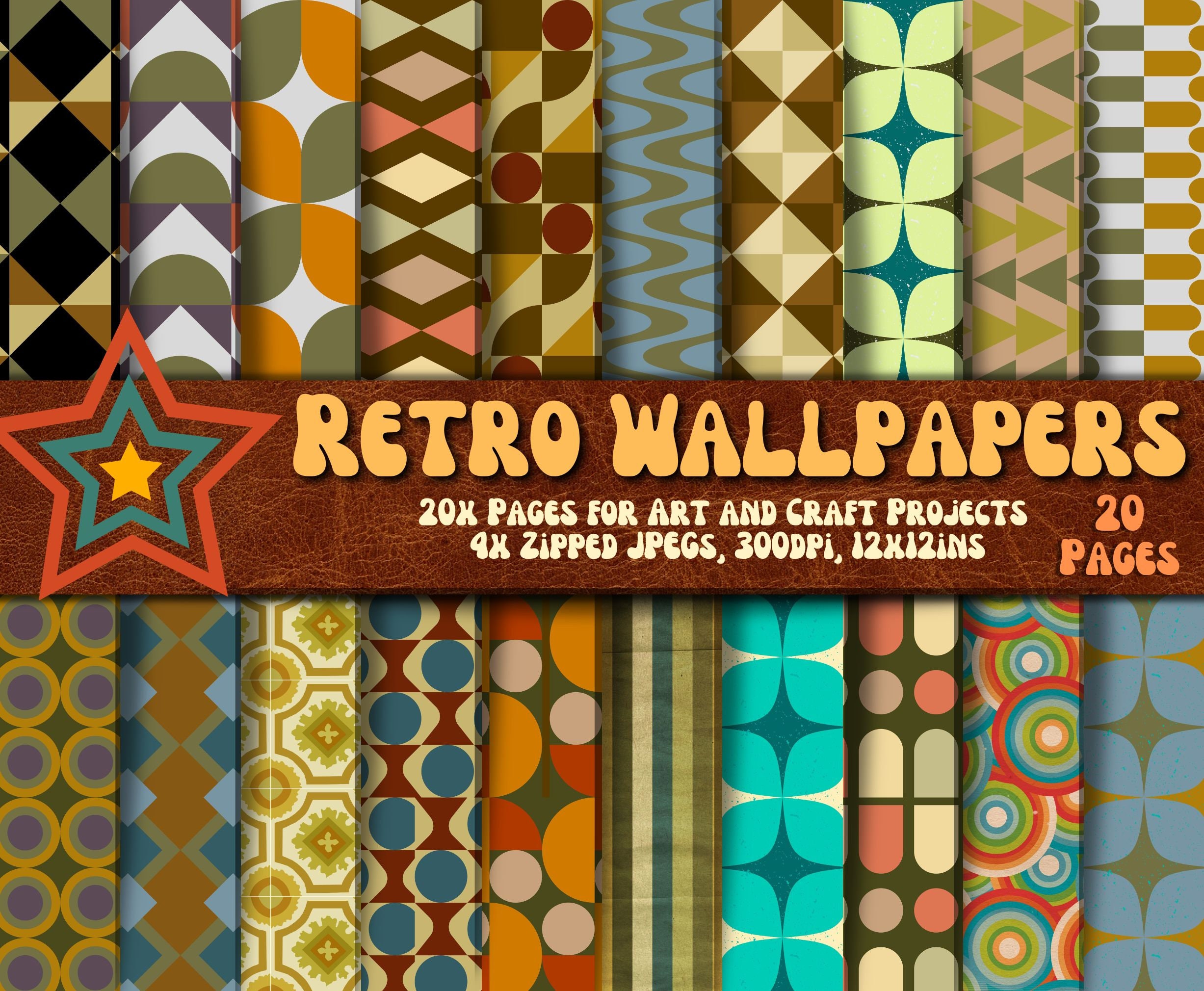70s pattern Retro Wallpaper  TenStickers